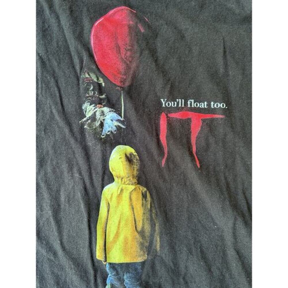 Hybrid Apparel IT T Shirt Large Black Yellow Raincoat Red Balloon‎ Halloween